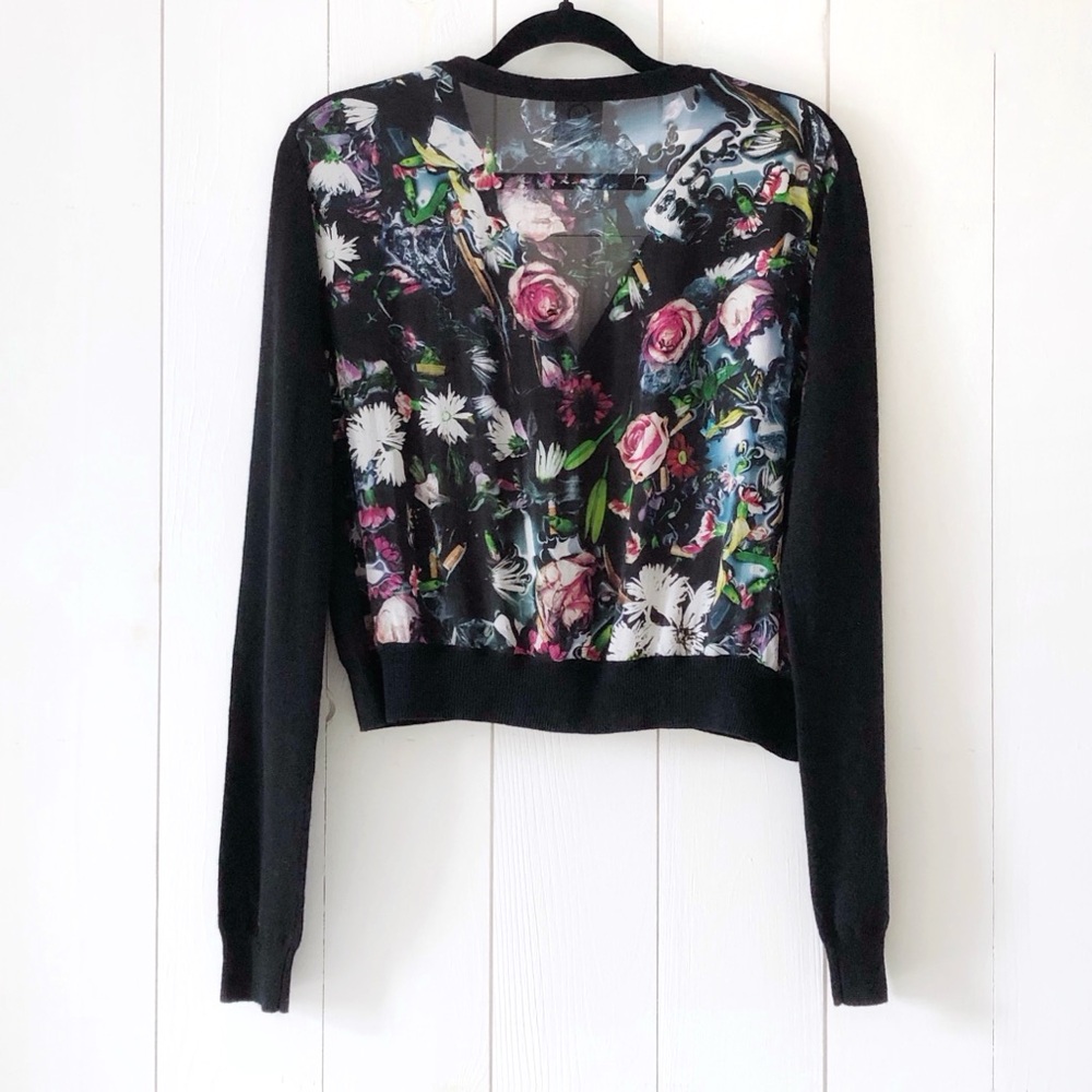 Alexander McQueen Black and Pink Floral Cardigan